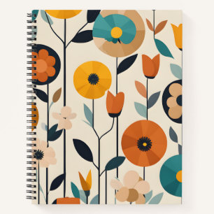 Mid-Century-Modern-Pop-Art-farbige Blumen Notizblock