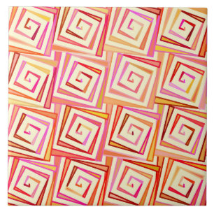 Mid-Century-Modern quadratische Spiralen - cremefa Fliese