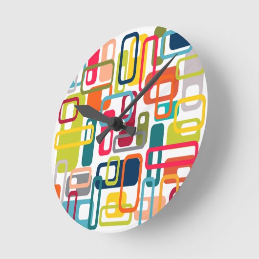 Mid-century Modern Rectangles Runde Wanduhr (Winkel)