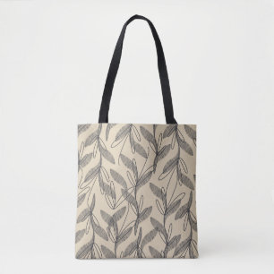 Mid Century Modern Retro Botanical Grau Beige Tasche