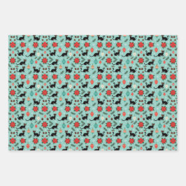 Mid Century Modern Retro Christmas Cat Gift Wrap Geschenkpapier Set