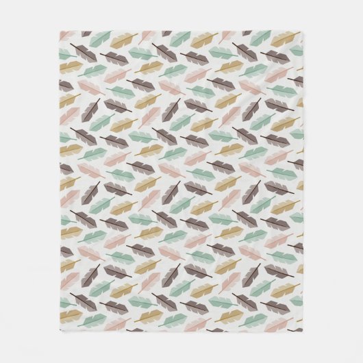 Mid-Century Modern Retro Feathers Fleece Blanket (Vorderseite)