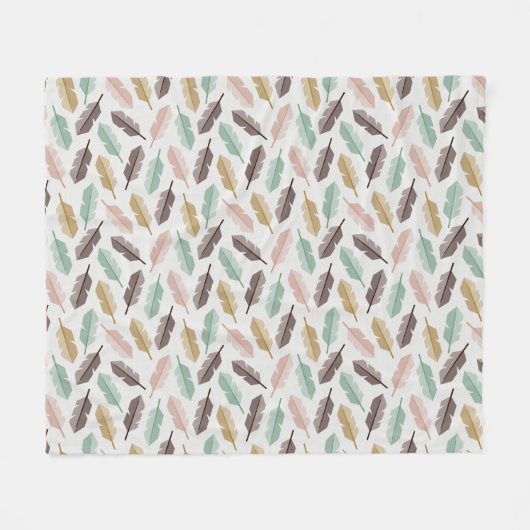 Mid-Century Modern Retro Feathers Fleece Blanket (Vorderseite (Horizontal))