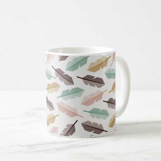 Mid-Century Modern Retro Feathers Mug Kaffeetasse (VorderseiteRechts)