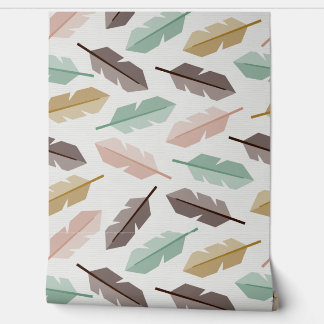 Mid-Century Modern Retro Feathers Wallpaper Tapete