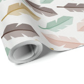 Mid-Century Modern Retro Feathers Wrapping Paper Geschenkpapier (Rolleneckpunkt)