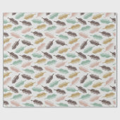 Mid-Century Modern Retro Feathers Wrapping Paper Geschenkpapier (Flach)
