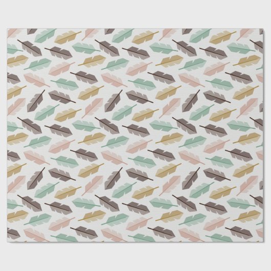 Mid-Century Modern Retro Feathers Wrapping Paper Geschenkpapier (Flach)
