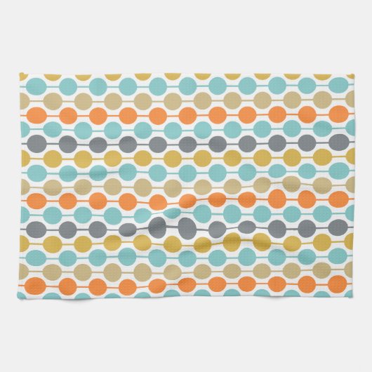 Mid-Century Modern Retro Geometric Circles Pattern Geschirrtuch (Horizontal)