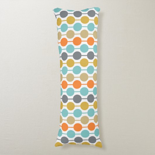 Mid-Century Modern Retro Geometric Circles Pattern Seitenschläferkissen (Vorderseite Vertikal)