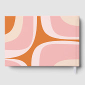 Mid Century Modern Retro Groove Pink and Orange Gästebuch (Rückseite)