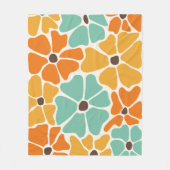 Mid Century Modern Retro Mod Blumenmuster Fleecedecke (Vorderseite)