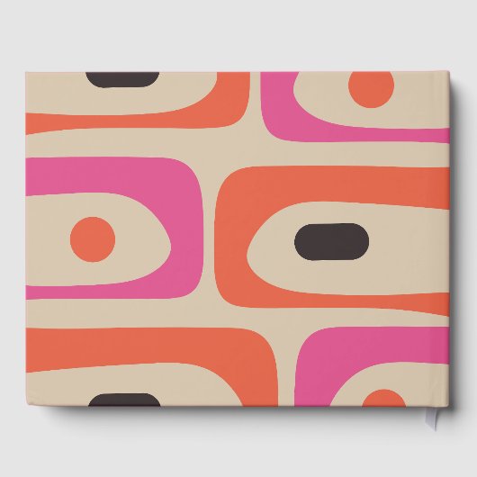 Mid Century Modern Retro Piquet Personalized Gästebuch (Rückseite)