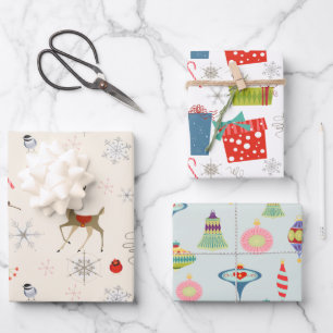 Mid Century Modern Retro Rosa 1950er Jahre Atomi Geschenkpapier Set