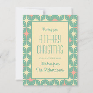Mid Century Modern Retro Sterne Weihnachten Türkis