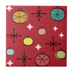 Mid Century Modern Retro Weihnachtskunst Rot Fliese