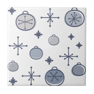 Mid Century Modern Retro Weihnachtskunst Silber Fliese