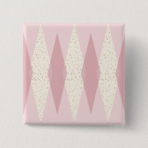 Mid Century Modern Rosa Argyle Quadratische Taste Button