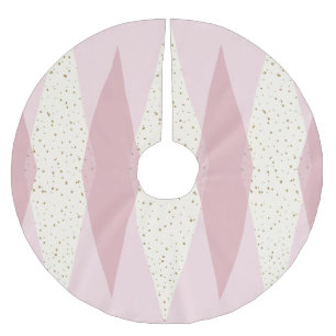 Mid Century Modern Rosa Argyle Weihnachtsbaum Skir Polyester Weihnachtsbaumdecke