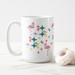 Mid Century Modern Rosa Flamingo Diamant Sternenex Kaffeetasse