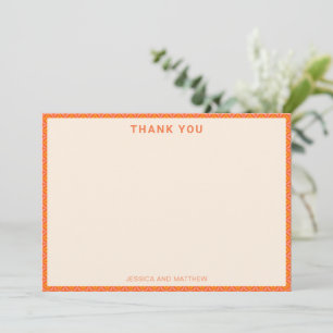 Mid-Century Modern Rosa Orange Individuelle Hochze Dankeskarte