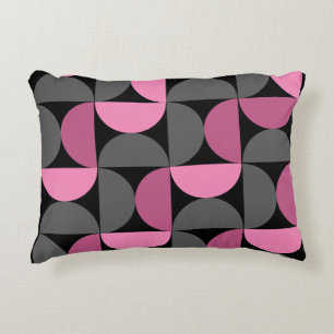 Mid-Century-Modern Rosa, Schwarz und Grau Dekokissen
