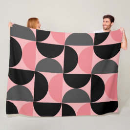 Mid-Century Modern Rosa schwarz und grau Fleecedecke