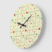 Mid-Century Modern Round Wall Clock, Eames Pattern Große Wanduhr (Winkel)