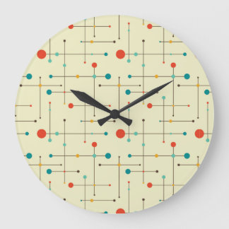 Mid-Century Modern Round Wall Clock, Eames Pattern Große Wanduhr
