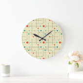 Mid-Century Modern Round Wall Clock, Eames Pattern Große Wanduhr (Zuhause)