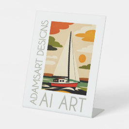 Mid-Century Modern Sailboat Sunset Sockelschild