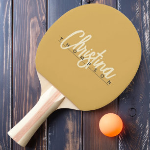 Mid-Century Modern Sand Sonnenaufgang Bemalt Name Tischtennis Schläger