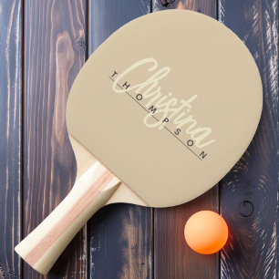 Mid-Century Modern Sanddüne Bemalter Name Tischtennis Schläger