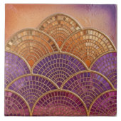 Mid-Century Modern Scalloped Fan purple orange  Fliese (Vorderseite)