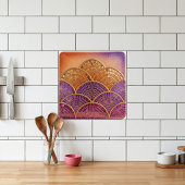 Mid-Century Modern Scalloped Fan purple orange  Fliese