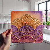 Mid-Century Modern Scalloped Fan purple orange  Fliese