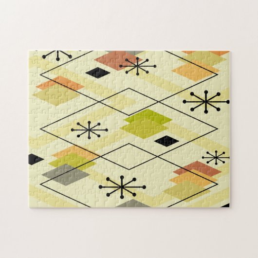 Mid Century Modern Scattered Diamonds Chartreuse Puzzle (Horizontal)