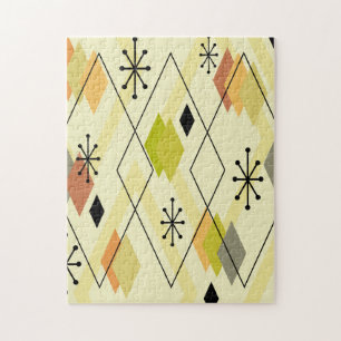 Mid Century Modern Scattered Diamonds Chartreuse Puzzle