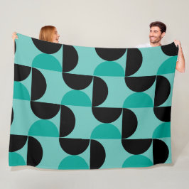 Mid-Century Modern Schwarz und Mint Fleecedecke
