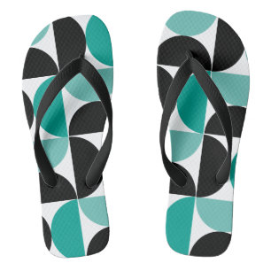 Mid-Century Modern Schwarz weiß und mint Badesandalen