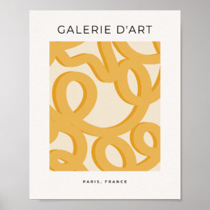 Mid Century Modern Senfgelb Pinselstriche Poster