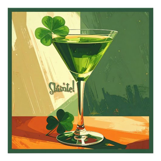 Mid Century Modern Shamrock Martini Sláinte!  Fotodruck (Vorne)