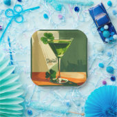 Mid Century Modern Shamrock Martini Sláinte!  Pappteller (Party)