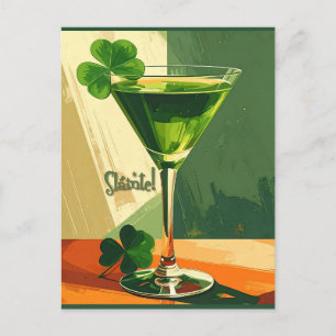 Mid Century Modern Shamrock Martini Sláinte! Postkarte