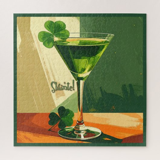 Mid Century Modern Shamrock Martini Sláinte!  Puzzle (Vertikal)