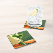 Mid Century Modern Shamrock Martini Sláinte! Rechteckiger Pappuntersetzer (Vor Ort)