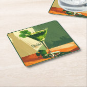 Mid Century Modern Shamrock Martini Sláinte! Rechteckiger Pappuntersetzer (angewinkelt)