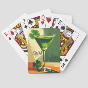 Mid Century Modern Shamrock Martini Sláinte! Spielkarten