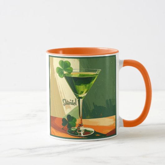 Mid Century Modern Shamrock Martini Sláinte! Tasse (Rechts)