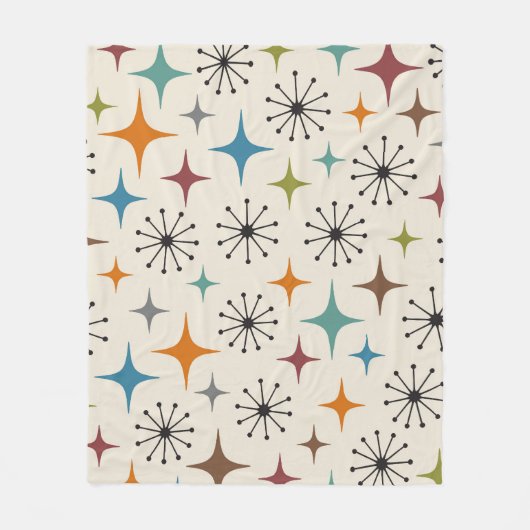 Mid-Century-Modern-Sonnenstrahl-Muster Fleecedecke (Vorderseite)